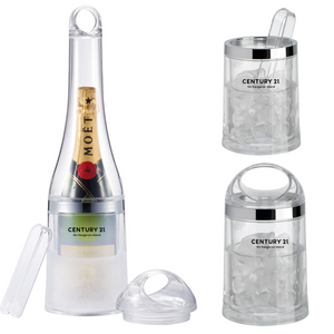 3-in-1 Acrylic Bottle Holder, Wine Bucket & Ice Carrier - Your Logo - NEW