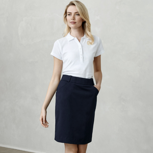 Ladies White Crew Polo
