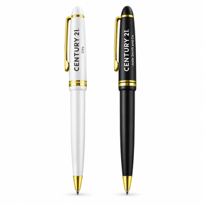 Boron Luxury Plastic Pen with Gold Accent, Your Logo