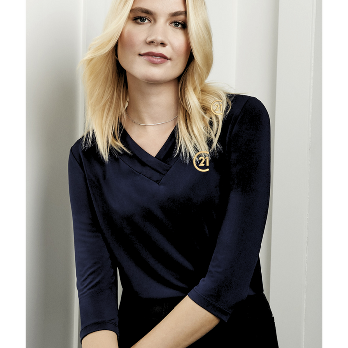 Womens Lana 3/4 Sleeve Top - Size 10 - Black