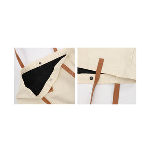 Leather Strap Canvas Tote Bag - NEW