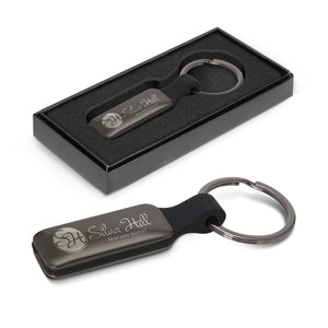 Altos Silicone + Metal Gunmetal Keyring - Your Logo