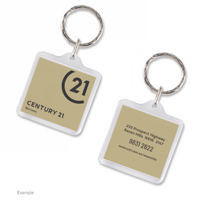 Square Lens Keyring with Your Logo - 2 Side Print