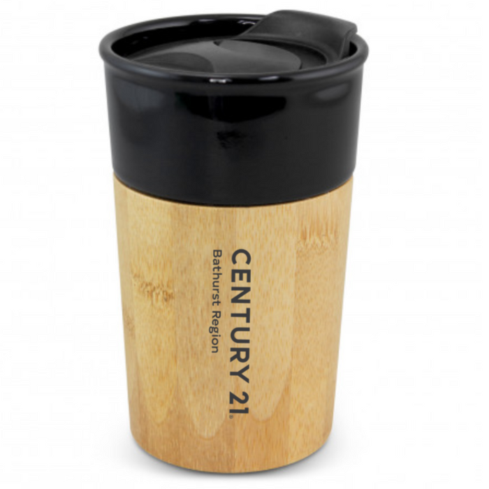 Ceramic & Bamboo Reusable Coffee Cup - Your Logo