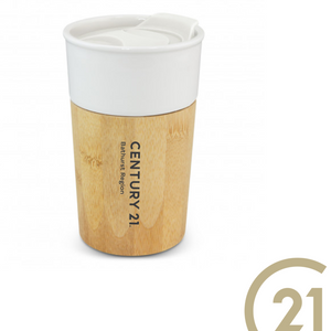 Ceramic & Bamboo Reusable Coffee Cup - Your Logo