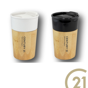 Ceramic & Bamboo Reusable Coffee Cup - Your Logo
