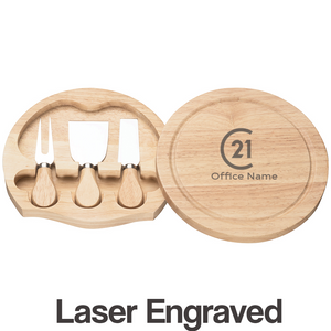Rubber Wood Cheese Board Set - Your Logo
