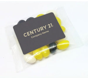 Jelly Beans Your Logo, Mix of White, Black and Yellow - 25g